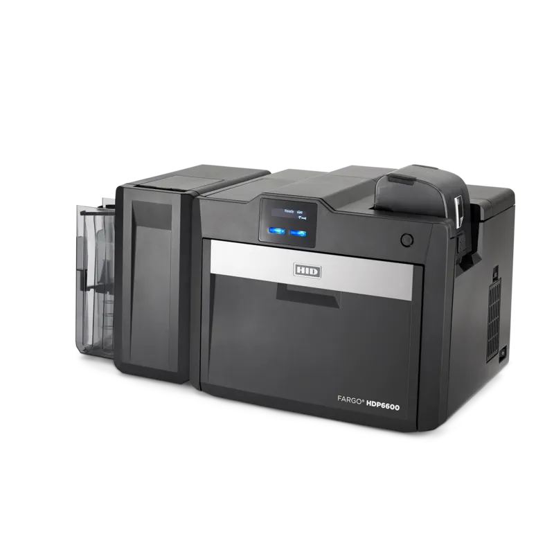 impressora Fargo hdp6600 dual side sem flatenner e vista de cima na diagonal